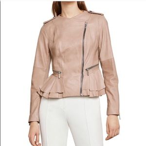 BCBG MAXAZARIA peplum leather jacket Xs